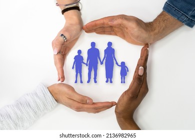 Group Of Hands Protecting Family Paper Cut Out
