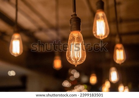 Group of Hanging Edison light bulb, also known as filament light bulb