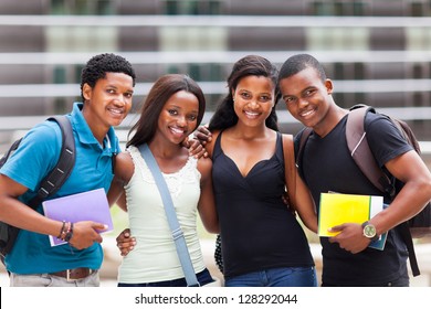 group of happy african college friends