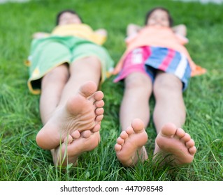 Group Happy Children Feet Lying On Stock Photo 447098548 | Shutterstock