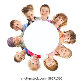 Group Happy Children Isolated On White