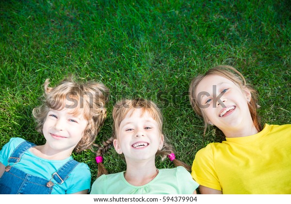 Group Happy Children Playing Outdoors Kids Stock Photo 594379904 ...