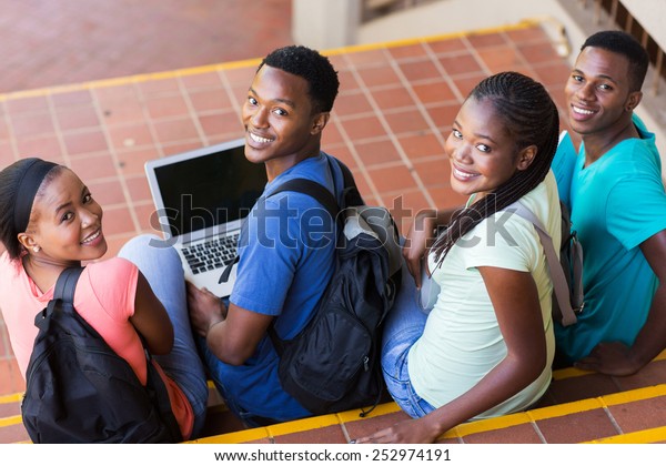 Group Happy College Students Looking Back Stock Photo (Edit Now) 252974191