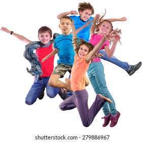 Group Happy Dancing Jumping Together Children Stock Photo 279886967 ...