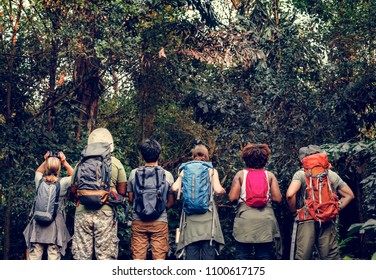 Group Of Happy Diverse Campers