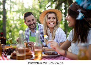 Group Happy Friends Eating Drinking Beers Stock Photo 1458702785 ...