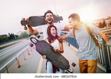 Group Of Happy Friends Hang Out Together