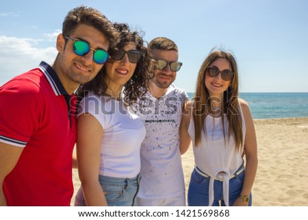 Similar – Image, Stock Photo Young people talking and drinking in summer party