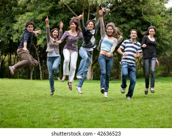 Group Of Happy People Having Fun Outdoors