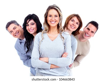 Group Of Happy People. Isolated On White Background.