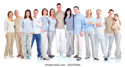 Group Of Happy People. Isolated Over White Background