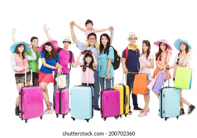 Group Of Happy People Are Ready To Travel Together