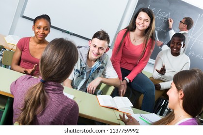 Group Positive School Pupils Taking Rest Stock Photo (edit Now) 429383698