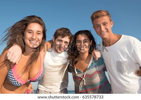 Similar – Image, Stock Photo Young people having fun in summer party outdoors