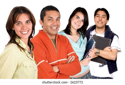 Group Of Happy Young People Over A White Background