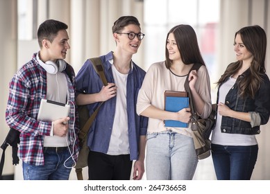 Group Happy Young Students Speaking University Stock Photo 264736658 ...