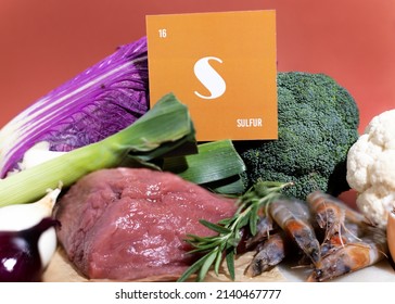 A Group Of Healthy Foods Rich In Sulfur. Healthy Diet Food.