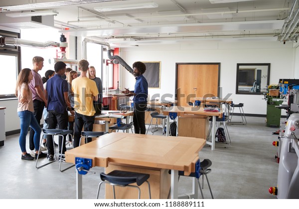 Group High School Students Standing Around Stock Photo Edit Now