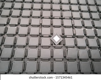 Group of ICs on the tray, image is not in focus