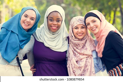 Group Islamic Friends Embracing Smiling Together Stock Photo 1080879854 ...