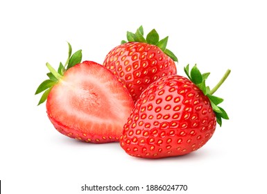 Group of Juicy Strawberry with half sliced isolated on white background. - Shutterstock ID 1886024770