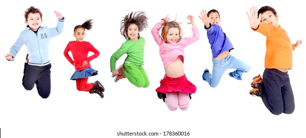 Group Kids Jumping Isolated White Stock Photo (Edit Now) 178360016