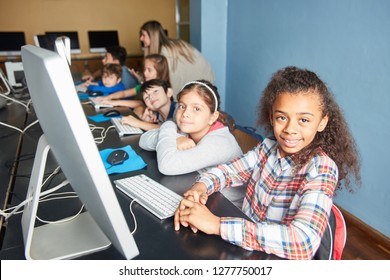 Group Of Kids Learn Computer Science In A Computer Class Of Elementary School