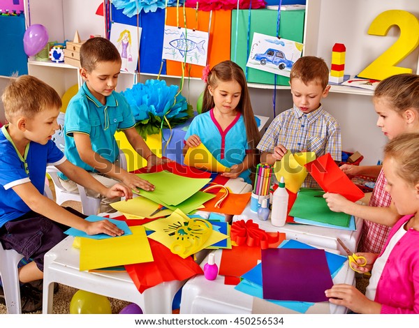 Group Kids Making Something Out Colored Stock Photo (Edit Now) 450256534