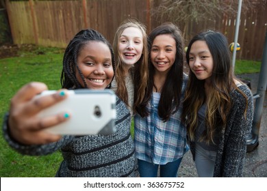 Group Of Kids Taking A Selfie