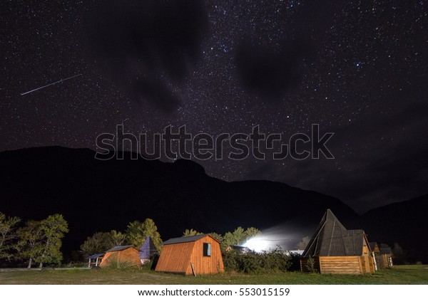 Group Large Camping Cabins Pitched Under Stock Photo Edit Now