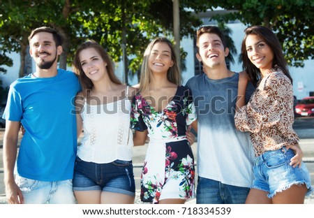 Image, Stock Photo Young people having fun in summer party outdoors