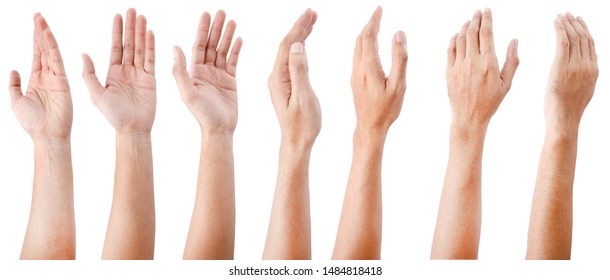 GROUP of Male asian hand gestures isolated over the white background.  - Powered by Shutterstock