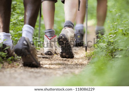 Similar – Image, Stock Photo Black woman walking along path in forest