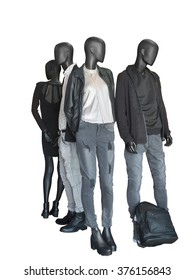 Group Of Mannequins Wear Casual Clothing Isolated On White Background