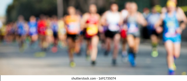 Group Of Marathon Runners, Abstract Blurry Picture	