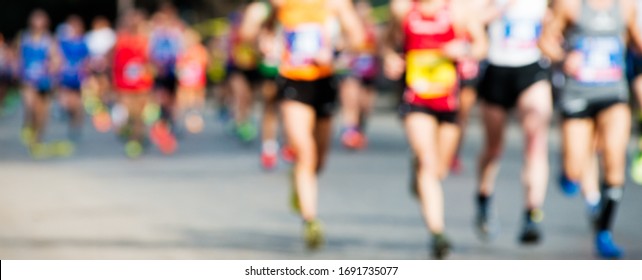 Group Of Marathon Runners, Abstract Blurry Picture	