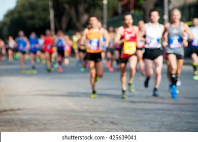 Group Of Marathon Runners, Abstract Blurry Picture