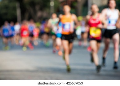 Group Of Marathon Runners, Abstract Blurry Picture