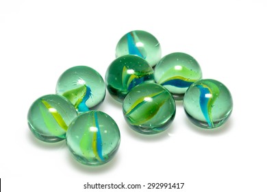 Group of Marbles Colorful with shadow on white background