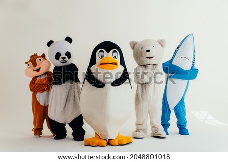 Group of mascots doing party. Concept about carnival, animals rights and lifestyle Stock photo © 