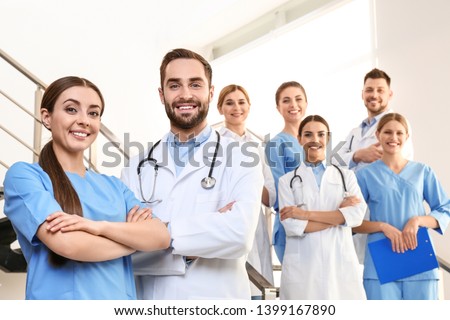 Group of medical doctors at clinic. Unity concept