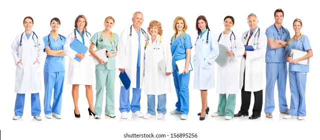 Group Of Medical Doctors. Isolated On White Background.