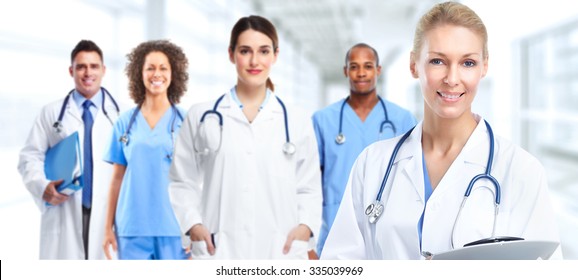 Group Medical Doctors Over Hospital Background Stock Photo 335039969 ...