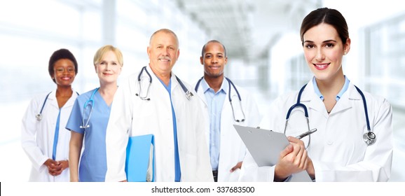 Group Medical Doctors Over Hospital Background Stock Photo 337683500 ...