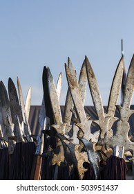 Group Of Medival Spears Stacked By Each Other.