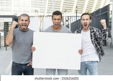 Group of men protesting together 
