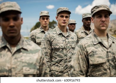 Group of military soldiers standing in boot camp - Shutterstock ID 630916793