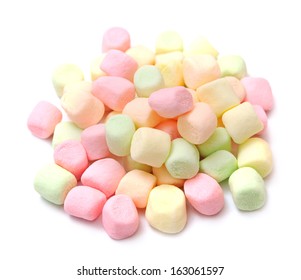 A Group Of Mini Marshmallows  On White