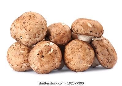 A Group Of Mini Portabella Mushroom On White 