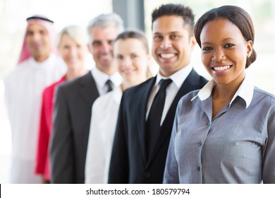 Group Of Modern Business People In A Row